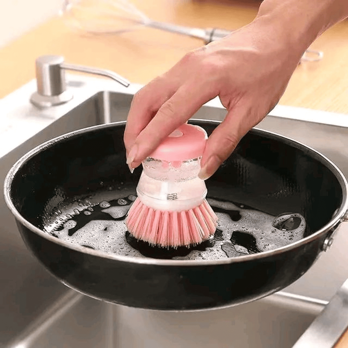 Dishwasher scrubber brush kitchen tools liquid soap dispenser cleaning brush pot dish washing